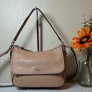 kate spade tan pebbled leather shoulder bag with matching long strap